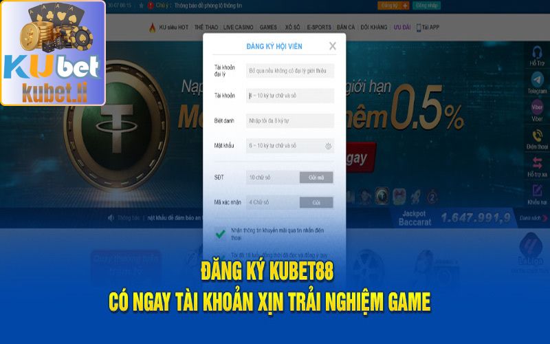 Quy trình đăng ký trải nghiệm game Kubet88